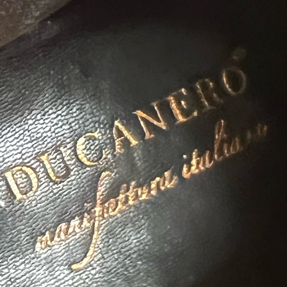 Ducanero Tan Brown Pony Hair Point Toe Leather Block Heel Booties Women’s 40 - Picture 15 of 15